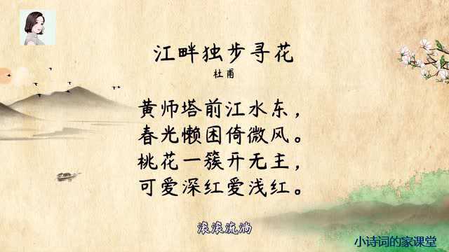 看似写景实则喻情,小学语文必背古诗,《江畔独步寻花》