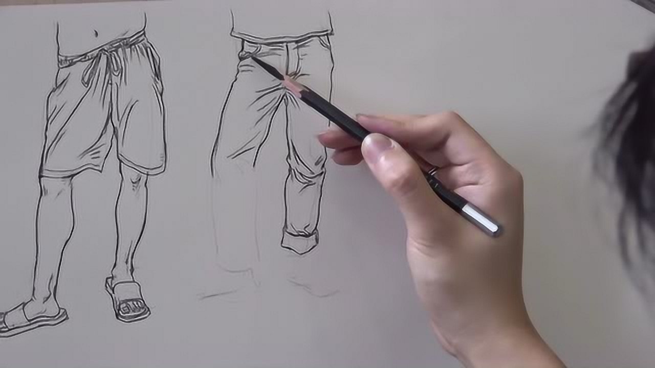 速写人物下半身画法线性速写衣褶杭州将军画室