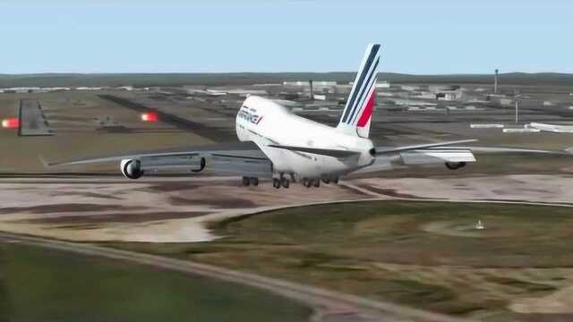 FSX:法国航空B747428落地巴黎戴高乐国际机场,暴力擦烟!