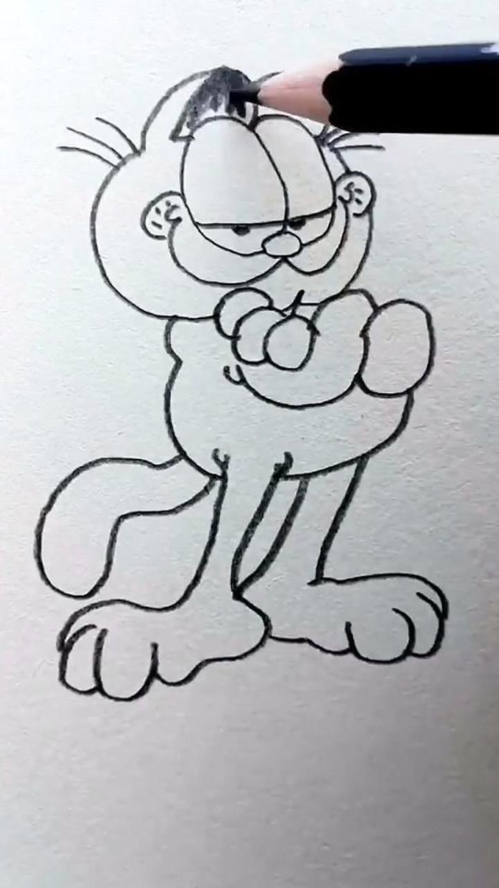 教宝贝们如何画加菲猫简笔画教程,喜欢的一起来画一画