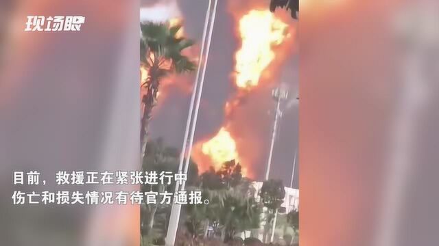 珠海某化工厂突发大火 场面震撼火焰冲天浓烟蔽日