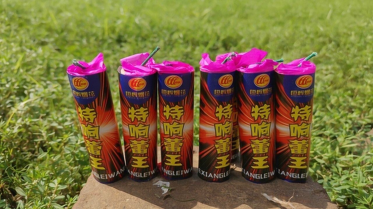 农村小伙买了一排特响雷王烟花,在鱼塘放了7个,威力不是一般大