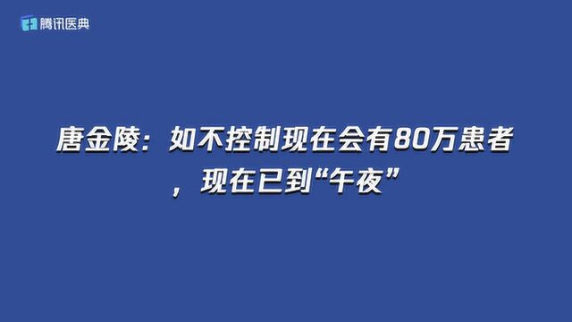 唐金陵:如不控制现在会有80万患者,现在已到“午夜”