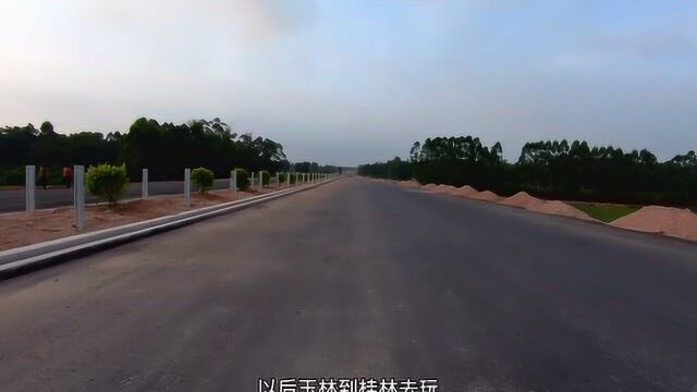 荔玉高速公路中间安装隔离护栏,还种树绿化,这速度太快了