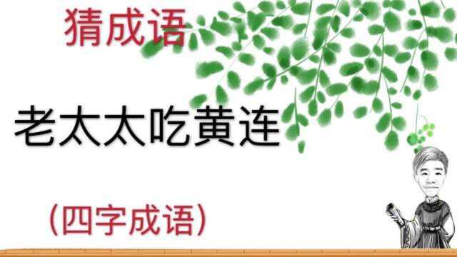 趣味学猜成语:老太太吃黄连,四字成语,会的请举手发言