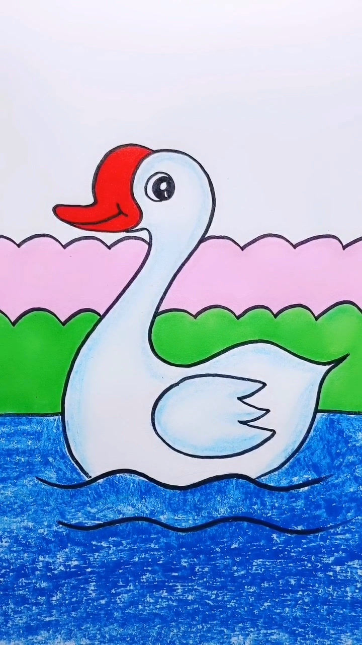 大白鹅简笔画带颜色图片