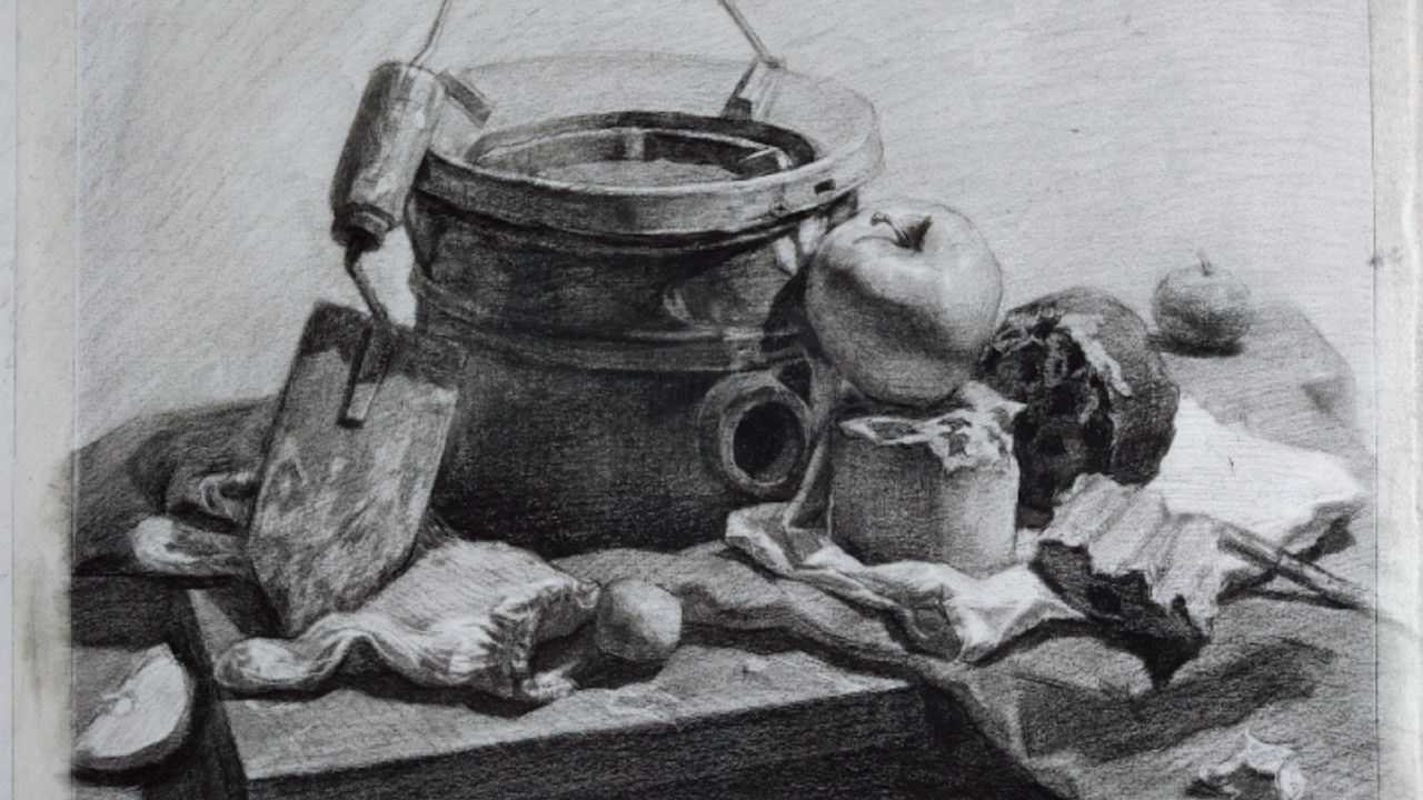 素描静物生活类物品火炉子煤球组合课堂带画未调整画素材还是生活题材