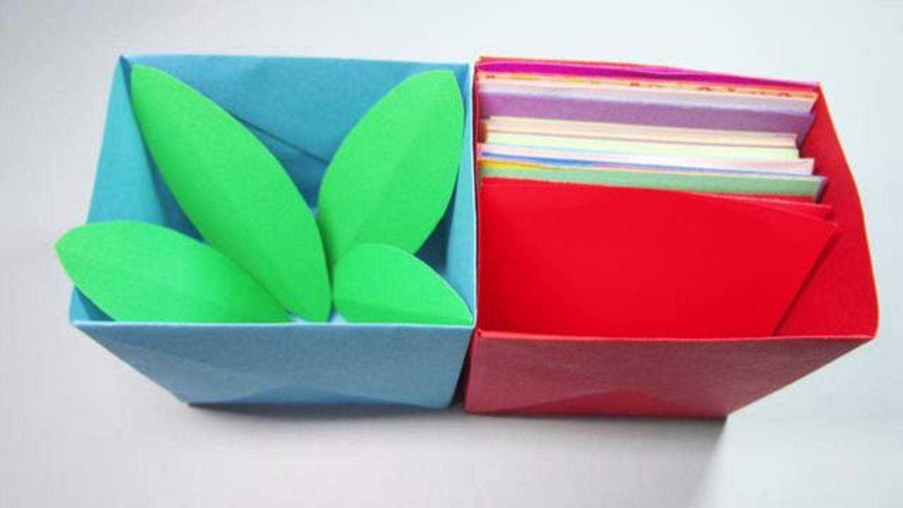儿童手工折纸收纳盒,3分钟用一张a4纸折出大的收纳盒子