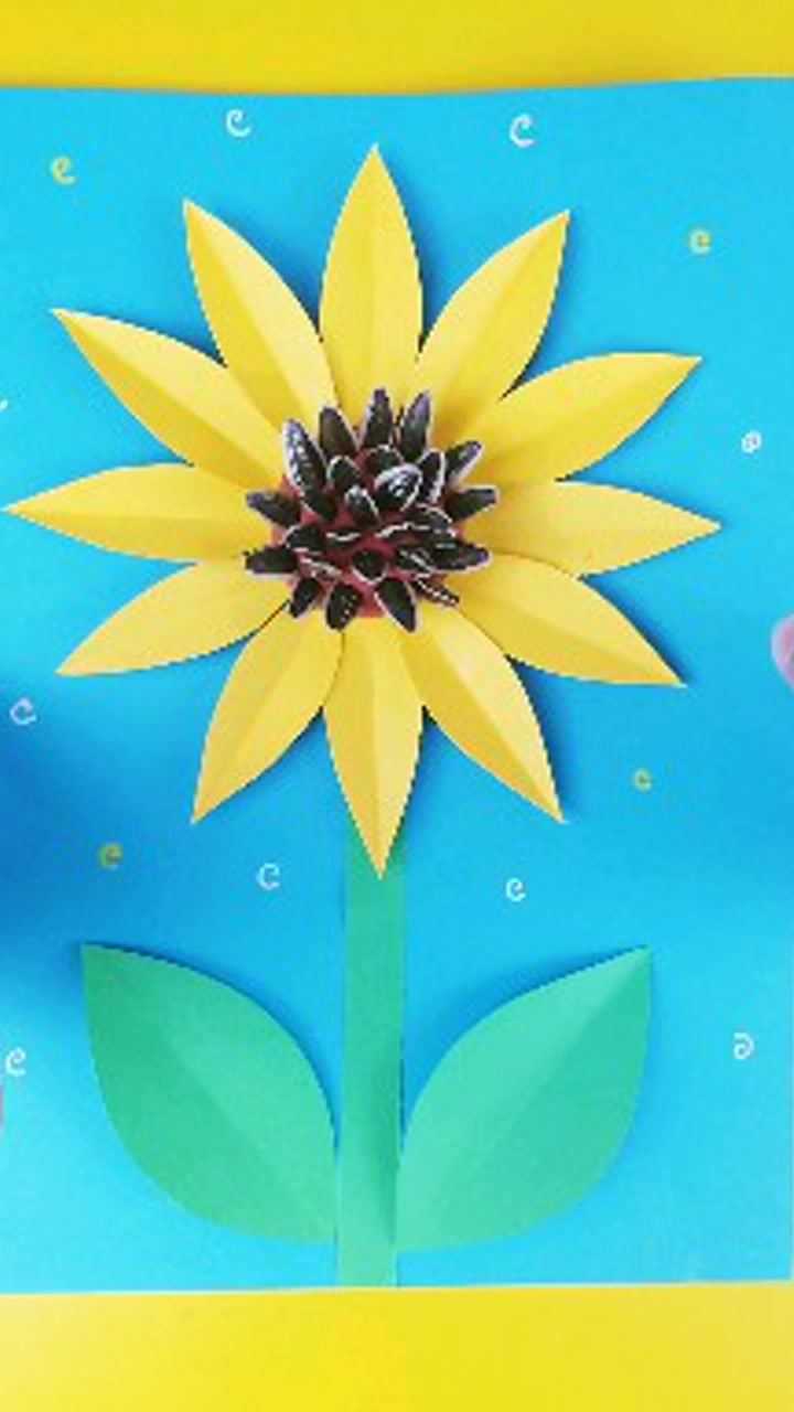 用瓜子做一副漂亮的向日葵拼贴画