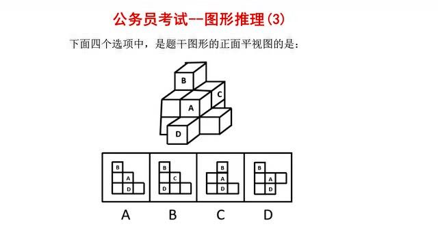 公务员考试,图形推理3,考查正面平视图的解答方法