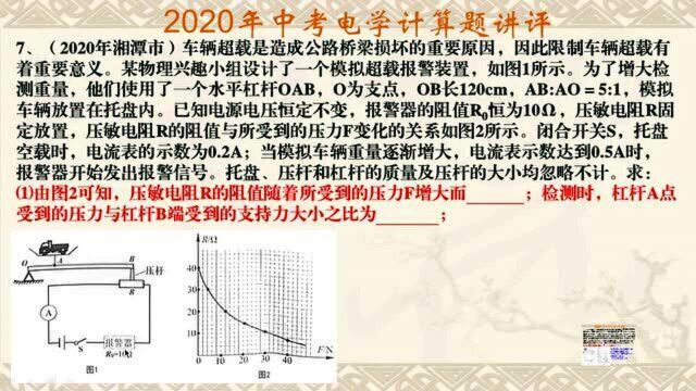 2020年湖南湘潭中考电学计算题讲评7