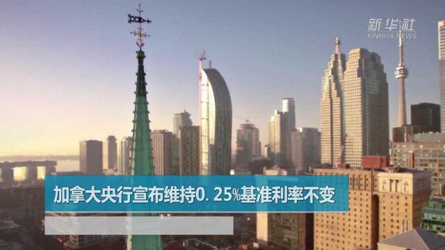 加拿大央行宣布维持0.25%基准利率不变