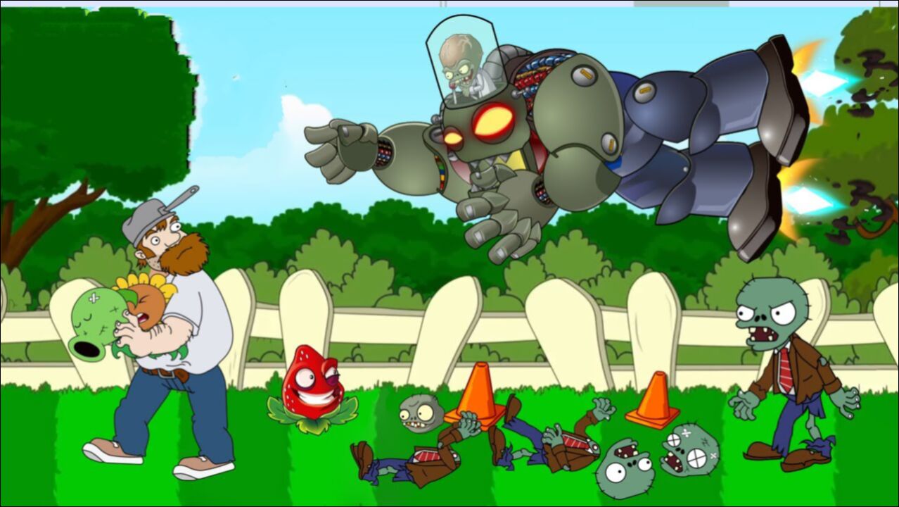 植物大战僵尸动画:机甲形态僵尸博士入侵_腾讯视频