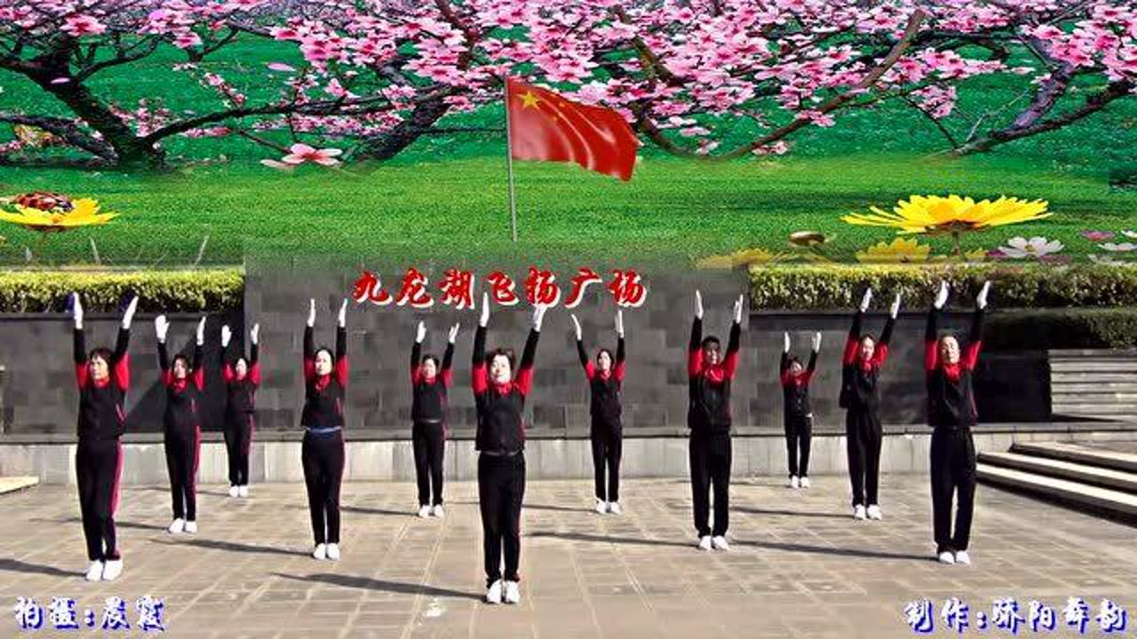 梦之队快乐之舞第十八套健身操上肢运动九龙湖飞扬健身队演示