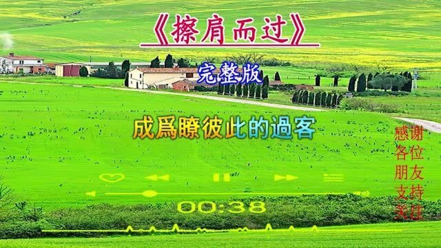 经典歌曲《擦肩而过》曾经红遍半边天,淡淡的伤感依然好听!