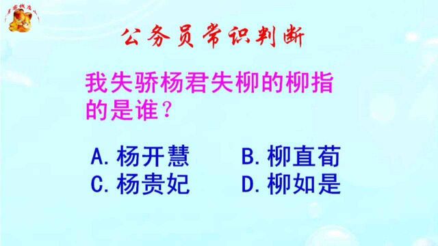 公务员常识判断,我失骄杨君失柳的柳指的是谁?长见识啦