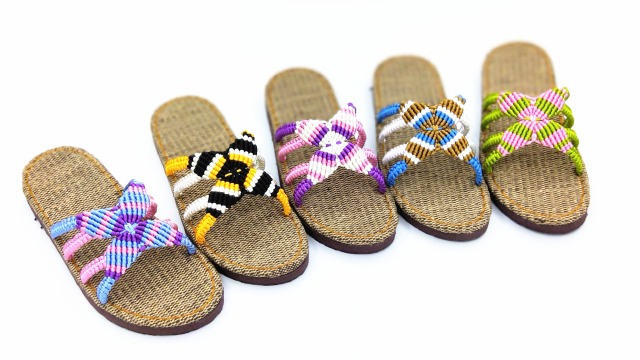 妈妈爱手工鞋花飞蝶舞拖鞋夏季手工凉拖鞋手编diy串珠视频教学教程