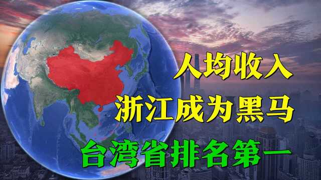 我国人均收入最高的8个省份,台湾省排名第一,浙江成为黑马