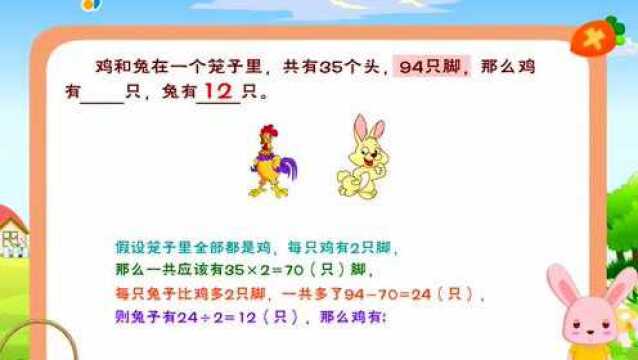 小学数学典型应用题之【鸡兔同笼问题】