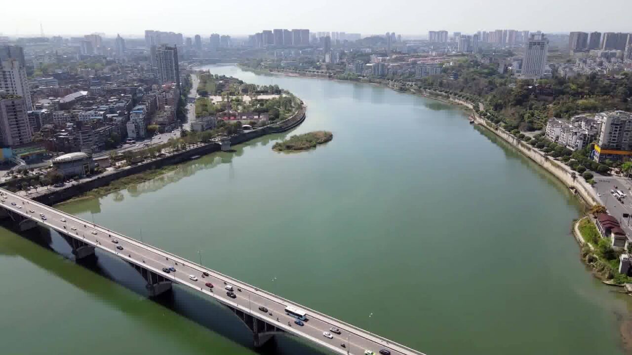 内江西林大桥,沱江两岸风景好