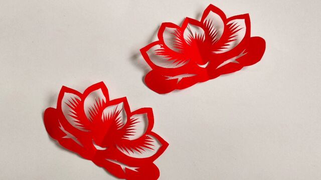 一朵莲花,对折剪莲花#剪纸#dou是优等生#萌知计划