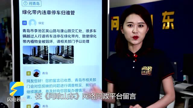 网络问政ⷦˆ‘为群众办实事|车辆乱停破坏了绿化带 青岛:苗木已补栽并增设防护栏