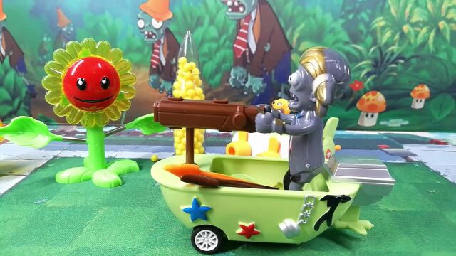 植物大战僵尸之新型鱼叉僵尸双枪飞行僵尸亲子玩具