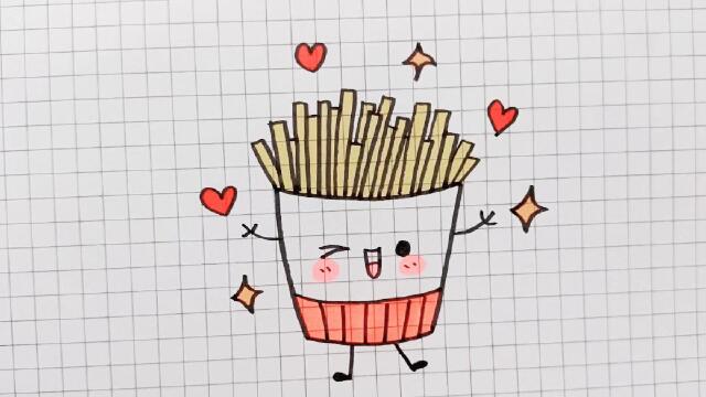 简笔画  我是人见人爱的小薯条