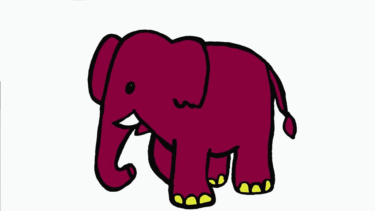 教你画一只红色大象,一起来学画吧!_腾讯视频