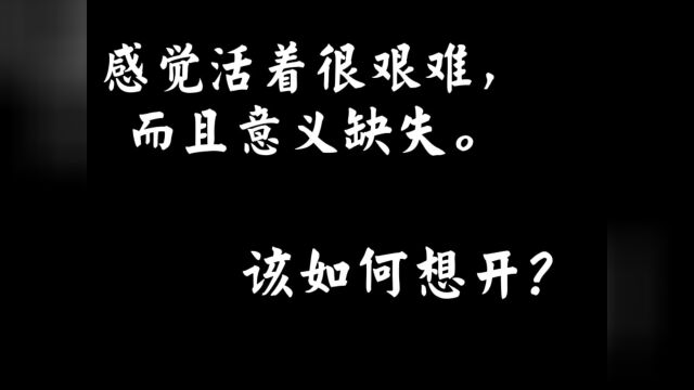 “感觉活着很艰难,而且意义缺失,该如何想开?”