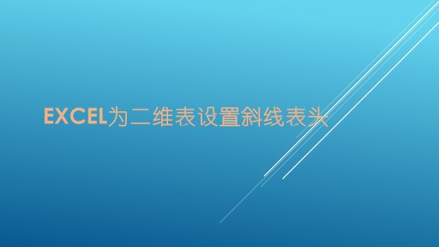 Excel为二维表设置斜线表头