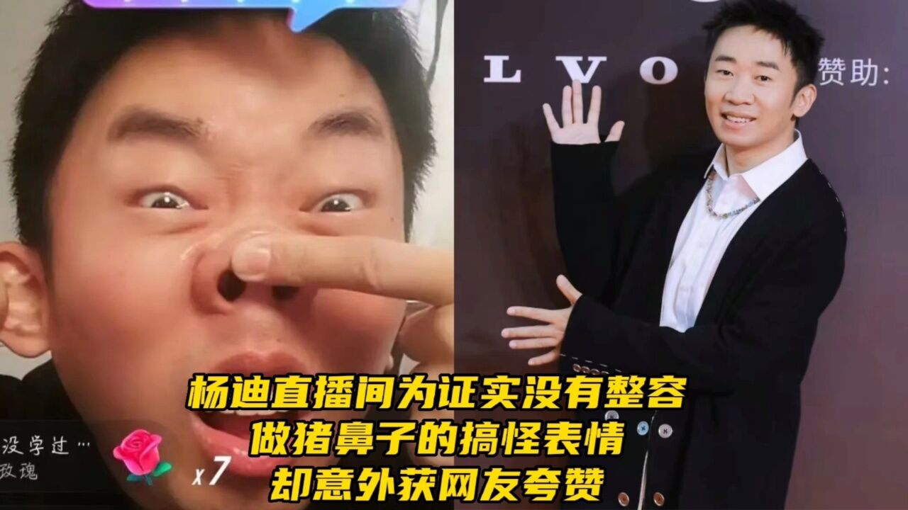 杨迪直播间为证实没有整容,做猪鼻子的搞怪表情,却意外获网友夸赞