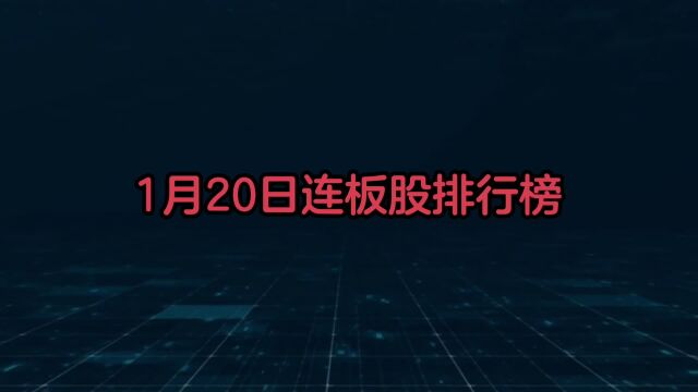 1月20日连板股排行榜