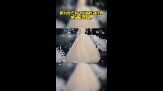 简约梦幻韩式主婚纱香槟色拖尾新娘婚纱