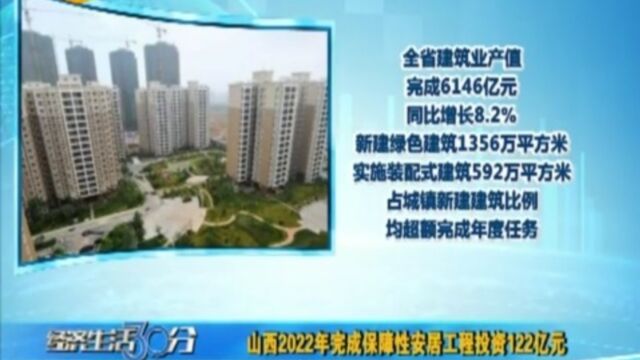 山西2022年完成保障性安居工程投资122亿元