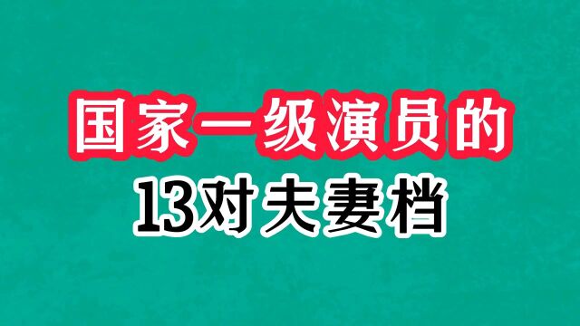 国家一级演员的13对夫妻档明星,越老越有夫妻相,你认识几对呢