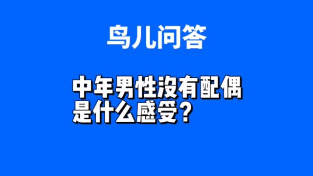 中年男性没有配偶是什么感受?