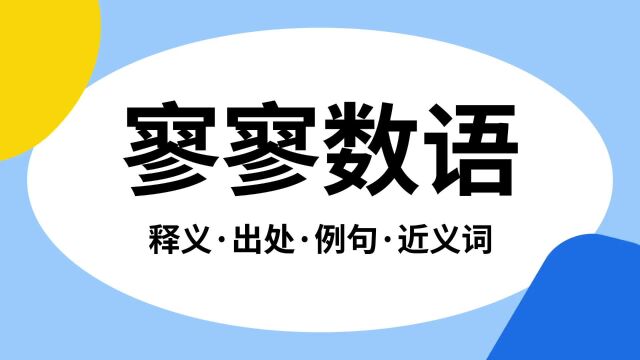 “寥寥数语”是什么意思?