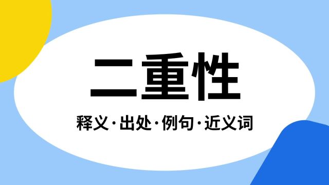 “二重性”是什么意思?