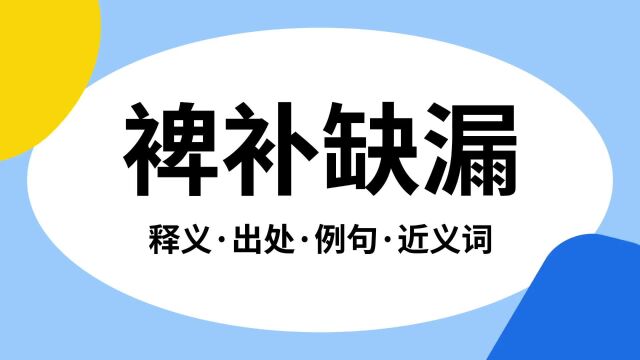 “裨补缺漏”是什么意思?