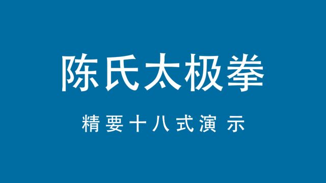 陈氏太极拳精要十八式演示