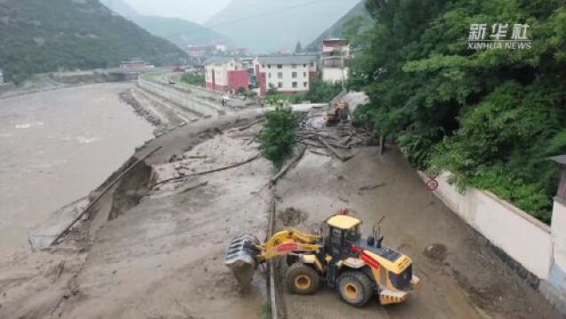 视频|航拍汶川山洪泥石流现场