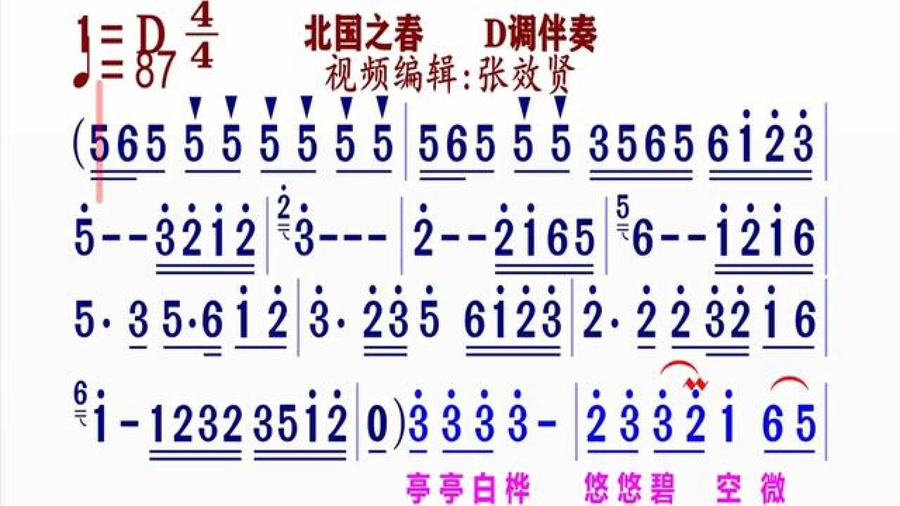 《北國之春》簡譜d調伴奏 完整版請點擊上面鏈接 知道吖張效賢課程