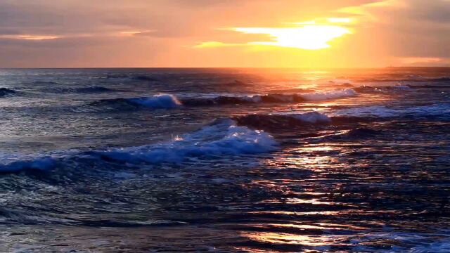 夕阳里的浪花