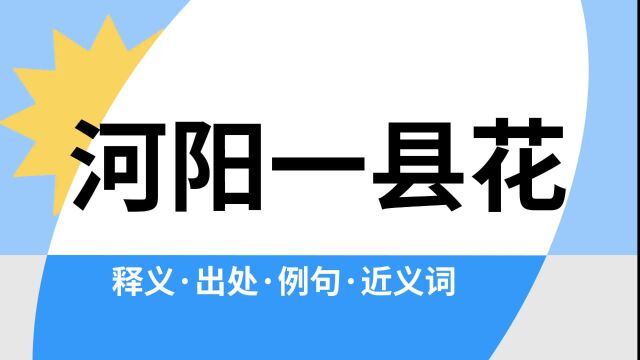 “河阳一县花”是什么意思?