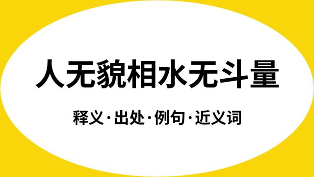 “人无貌相水无斗量”是什么意思?