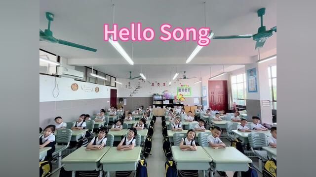 小学一年级开学第一周英语歌曲hello song,学习打招呼交朋友,全是小可爱绝对的零基础英语启蒙了 #课前律动活跃气氛