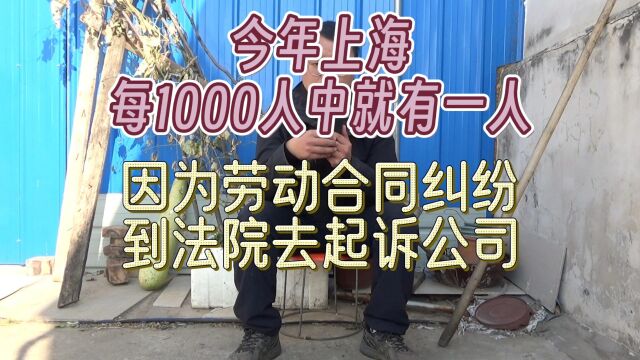 今年上海每1000人中就有一人因为劳动合同纠纷到法院去起诉公司