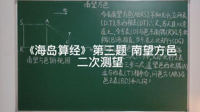 《海岛算经》第三题 南望方邑 二次测望