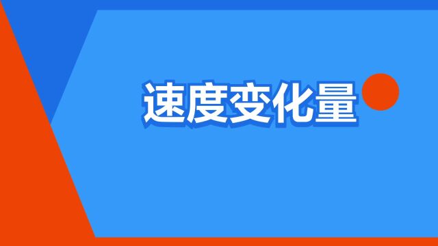 “速度变化量”是什么意思?